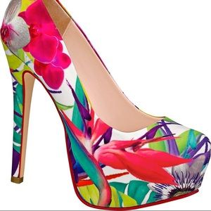 Andrea platform floral heels